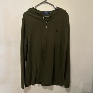 Polo Ralph Lauren Hunter Green Henley Crewneck Sweater in Men's XL.